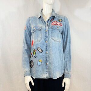 Denim Shirt With Novelty Patches | American Eagle Outfitters